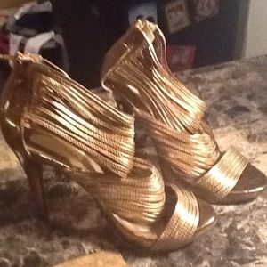Bronze gold high heels